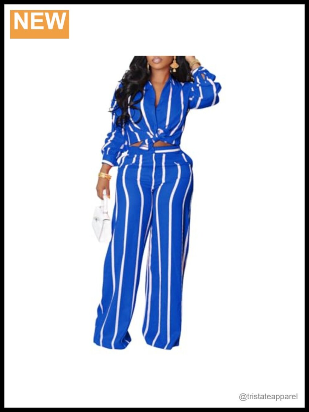 2 Piece Outfit Women Button Down Shirt Wide Leg Pants Polyester Spandex